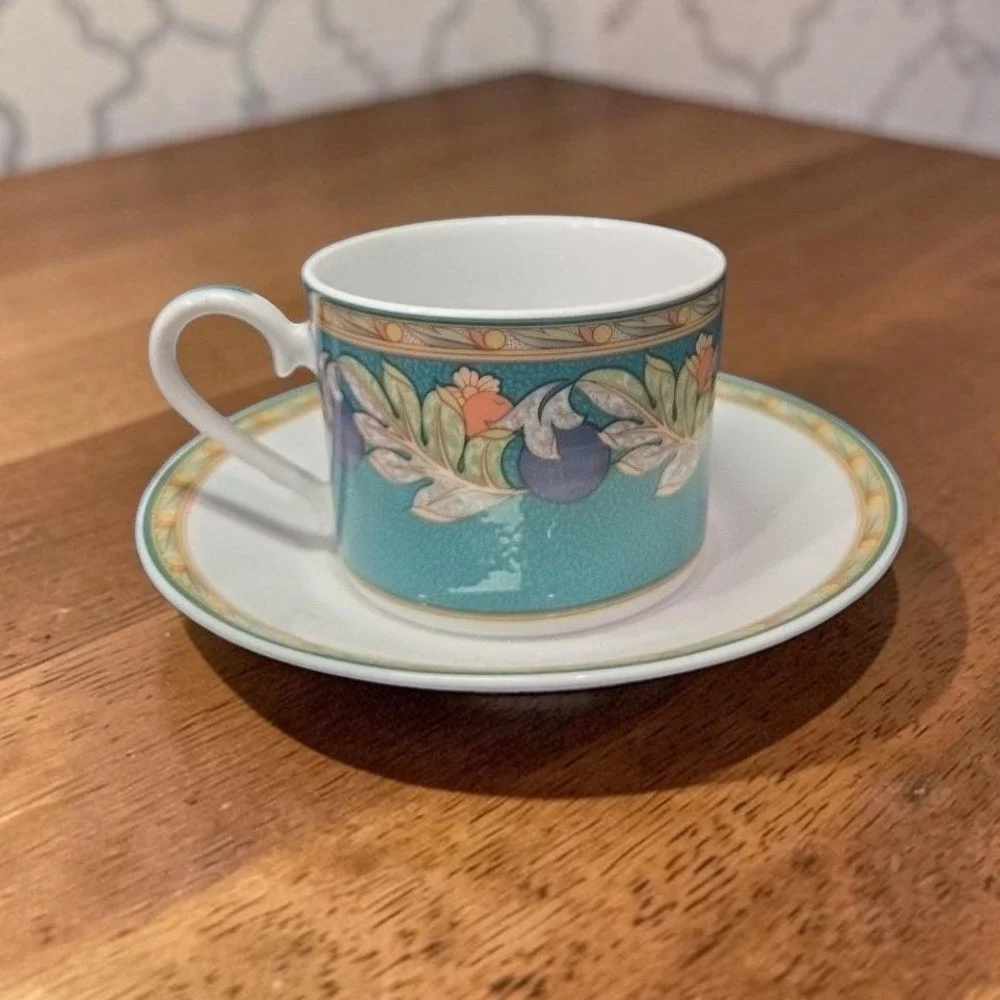 Noritake Brandywine Teacup & Saucer, Vintage Impromptu‎ Collection Tableware